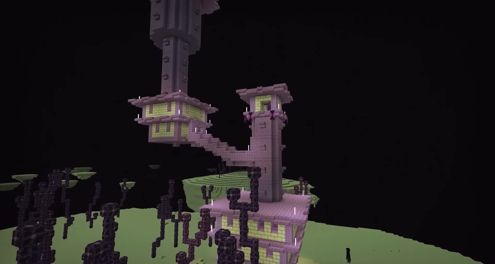 An end city in Minecraft, a rare structure found in The End dimension